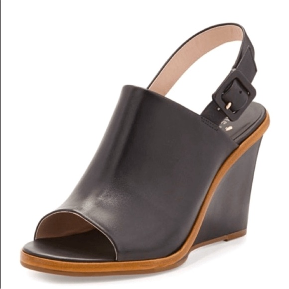 Women’s KATE SPADE Nilena black leather slingback wedges- Size 10